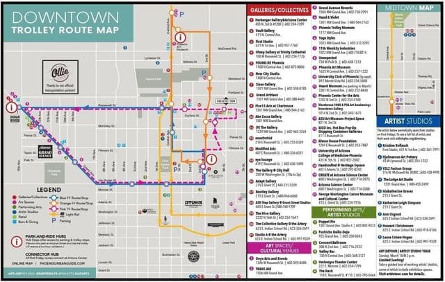 Mapa das estações de tróleis Phoenix