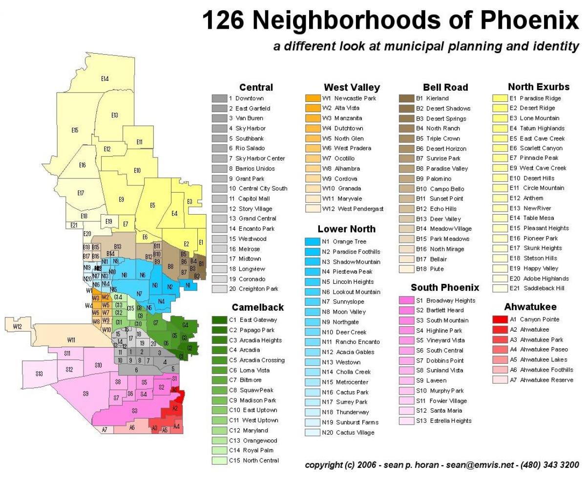 Mapa dos bairros de Phoenix