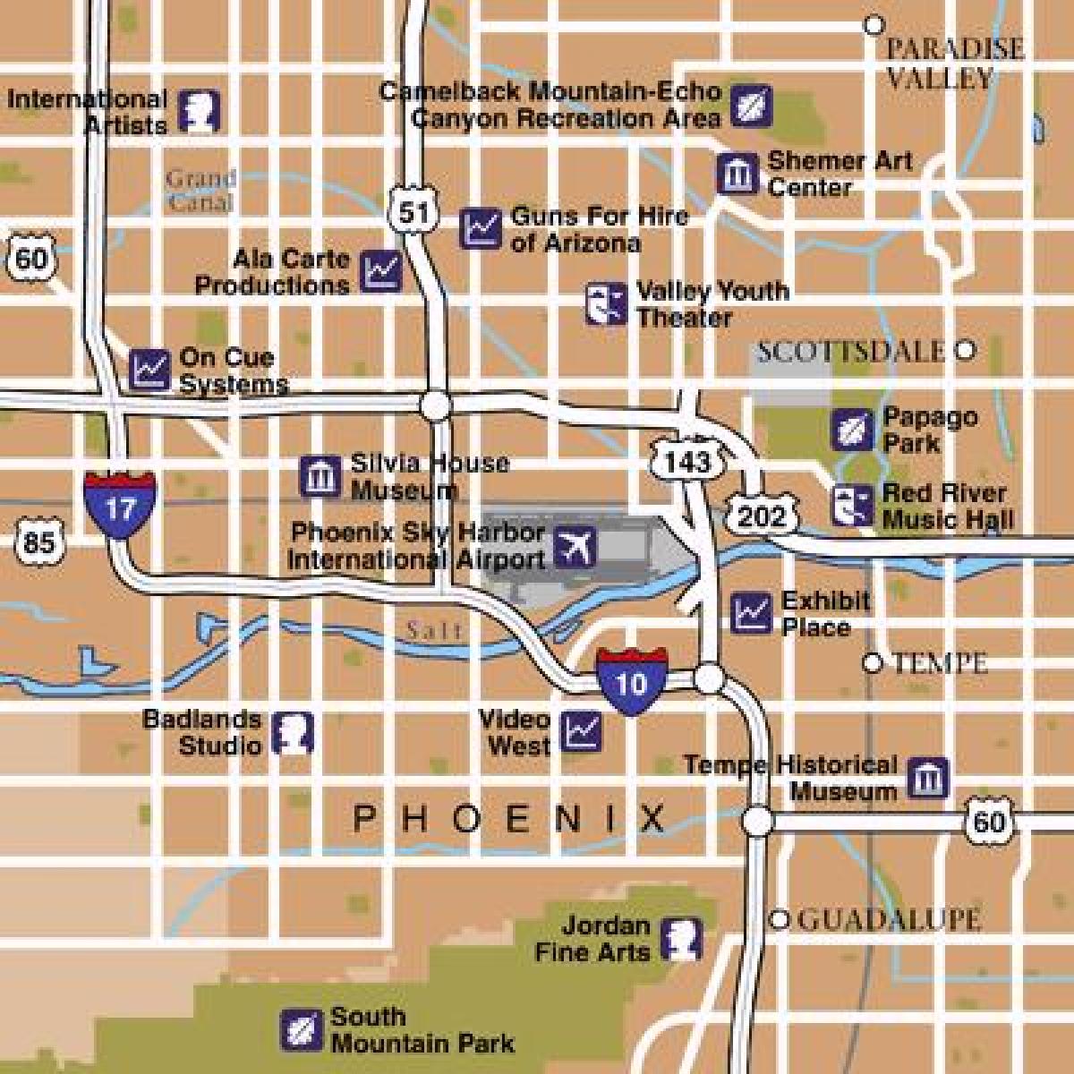 Mapa dos aeroportos de Phoenix
